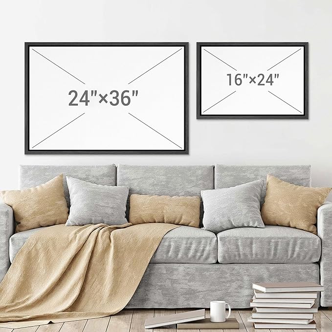 SIGNWIN Framed Canvas Print Wall Art Set Mid-Century Brown Polygon Landscape Abstract Shapes Digital Art Modern Art Decorative Minimalism Vintage for Living Room, Bedroom, Office - 24"x36"x2 Black