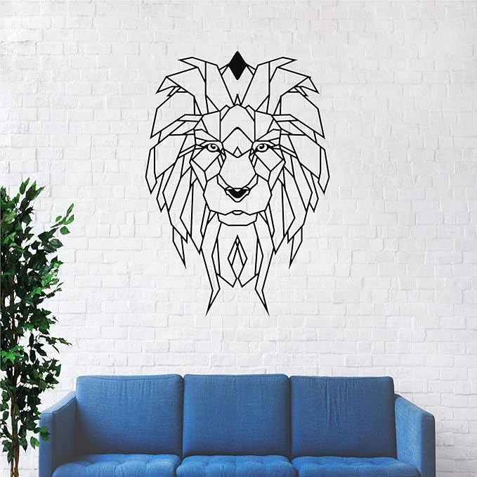 DEKADRON Metal Wall Art, Geometric Metal Lion Head, Metal Wall Decor, Office Wall Art, Geometric Wall Art, Metal Wall Sign (17" W x 24" H / 42x60 cm)