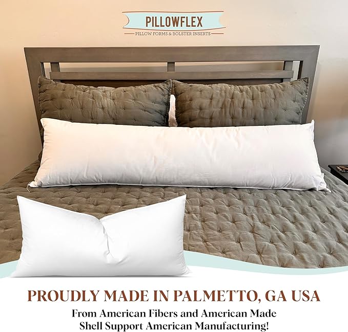 Pillowflex Synthetic Down Pillow Insert - 16x26 Down Alternative Pillow, Ultra Soft, Large Standard Rectangle, Lumbar, Back, Sleeping Pillow - 1 Decorative Pillow Form