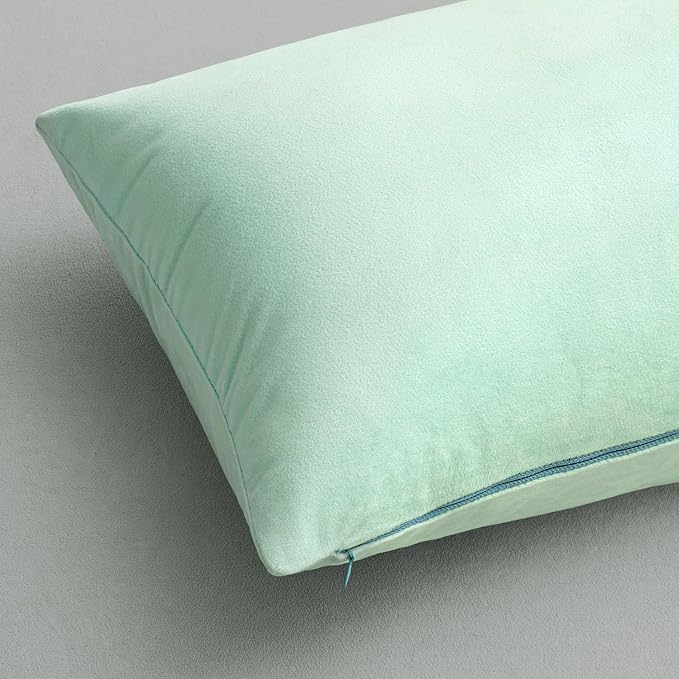 MIULEE Pack of 2 Mint Green Velvet Throw Pillow Covers 18x18 Inch Soft Solid Decorative Square Set Cushion Cases for Spring Couch Sofa Bedroom