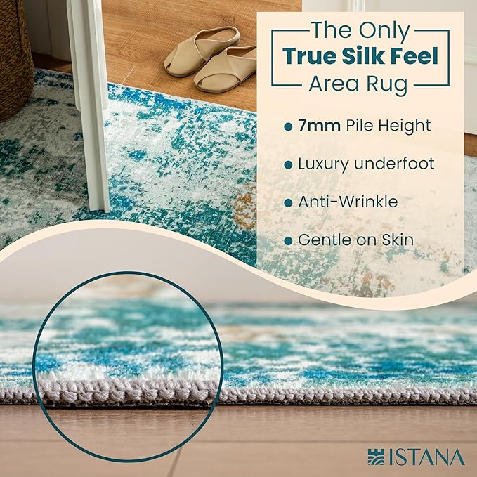 Istana 8x10 Area Rug - Green 8x10 Rugs for Living Room - Foldable Rugs for Bedroom - Stain Resistant Washable Rug - Eco-Friendly Area Rugs - Easy to Clean Living Room Rug