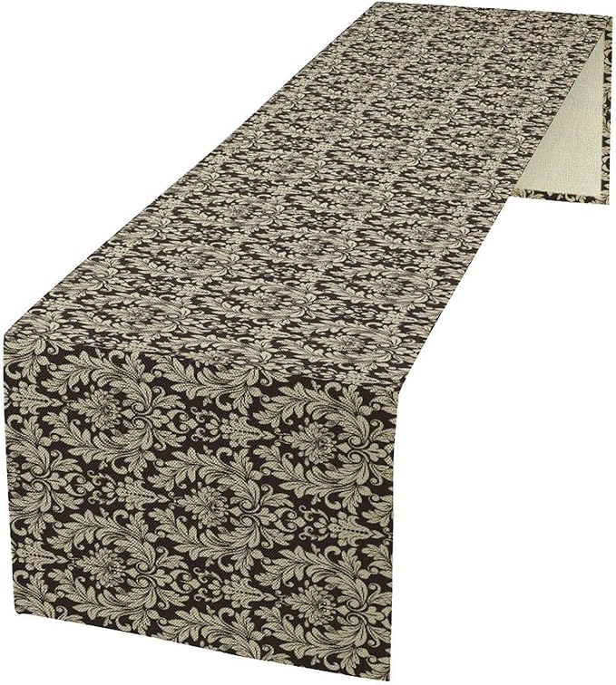 Bohemian Flowers Table Runner Darkening Moroccan Ethnic Mandala Table Runner for Kitchen Dining Party Decor 13x60in
