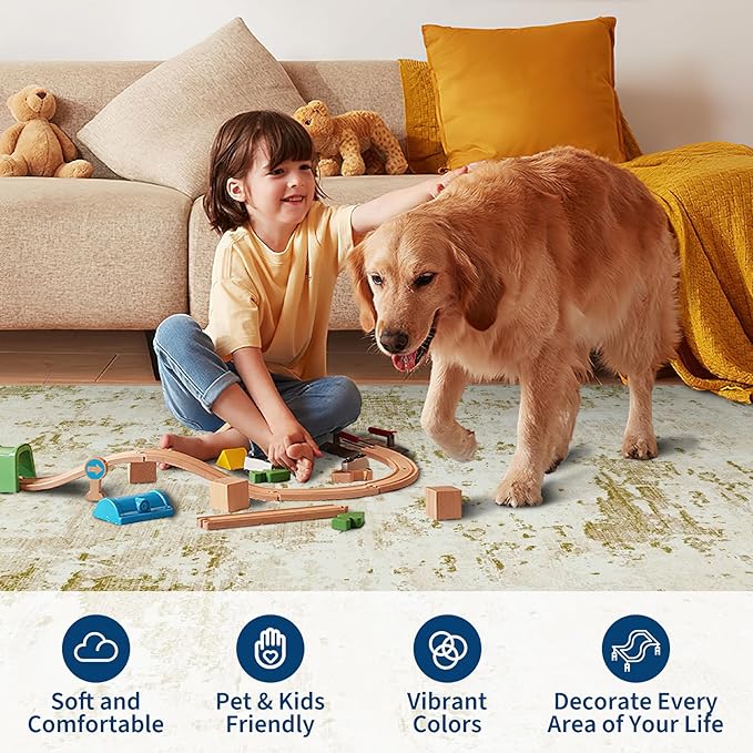 Modern Abstract 2x8 Runner Rug Washable Non Slip Stain Resistant Rug for Hallway Kitchen Bedroom Non Shedding Low Pile Indoor Floor Cover,Golden Grey