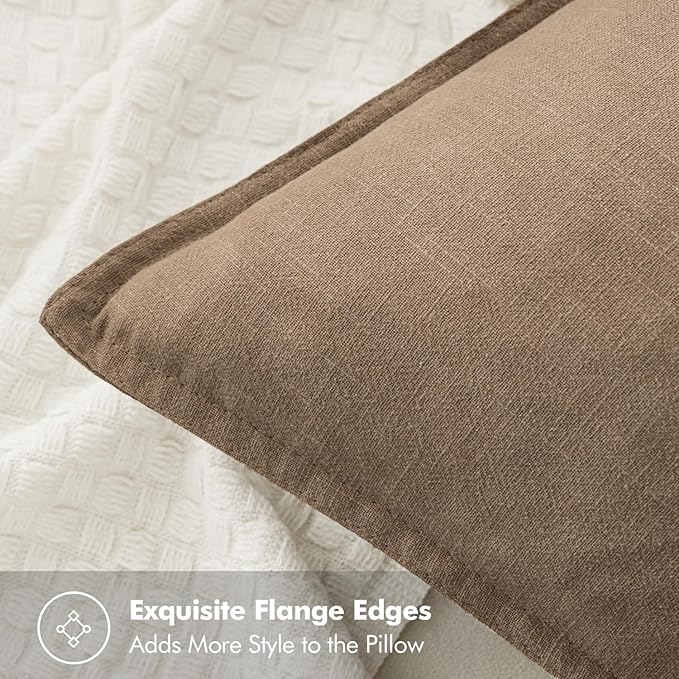 MIULEE Decorative Linen Lumbar Pillow Covers 12x20 Inch Khaki Boho Farmhouse Neutral Winter Couch Throw Pillows for Bed Pack of 2 Accent Modern Pillowcase Sofa Livingroom Home Decor