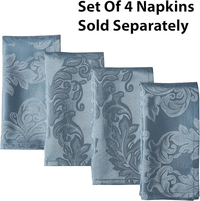 Newbridge Barcelona Damask Fabric Napkins, Set of 4, Blue – No Iron, Soil Resistant Cloth Napkins for Dining, Parties and Holidays