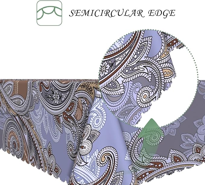 60x120 Inch Paisley Floral Rectangular Tablecloth Vintage Boho Flower Table Cloth Bohemian Washable Durable Table Cover for Dining Banquet Garden Patio Decor