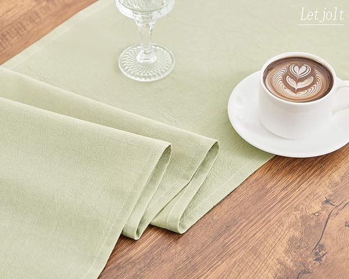 Letjolt Sage Green Table Runner 72 Inches Long Rustic Table Runner Cotton Runner Plain Table Decor