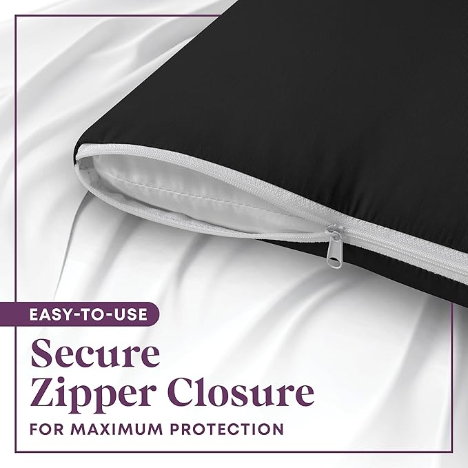 CirclesHome Pillow Protectors 2 Pack Standard Zippered - 100% Cotton Breathable Pillowcases - Protects Pillows from Dirt, Dust and Debris (Standard - Set of 2 - 20x26)