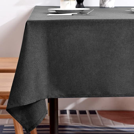 BALCONY & FALCON Table Cloth for 6 Foot Rectangle Tables – Waterproof, Wrinkle-Free Farmhouse Tablecloth for Dining, Kitchen, Wedding, Baby Shower & Holiday Gatherings (Dark Gray, 55" x 95")