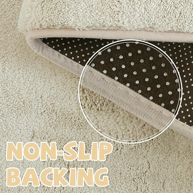 jinchan Solid Plush Area Rug 4x6 Performance Shaggy Washable Rug Indoor Soft Modern Faux Wool Cozy Non Slip Carpet for Living Room Kids Room Bedroom Dining Room Nursery Ivory