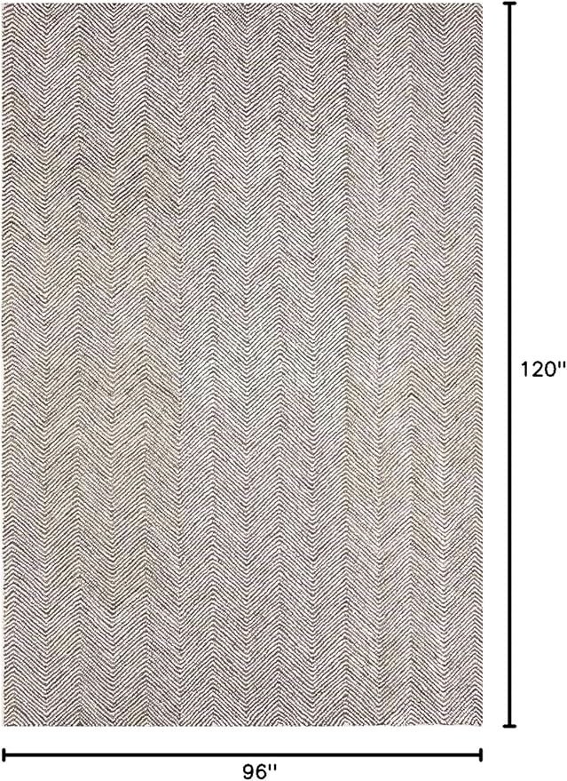 Modern Herringbone Chevron Collection Handcrafted Wool Area Rug - Durable, Zigzag Pattern, for High Traffic, Contemporary Design for Living Room, Bedroom, Dining Room Decor (Dark Olive, 8' x 10')