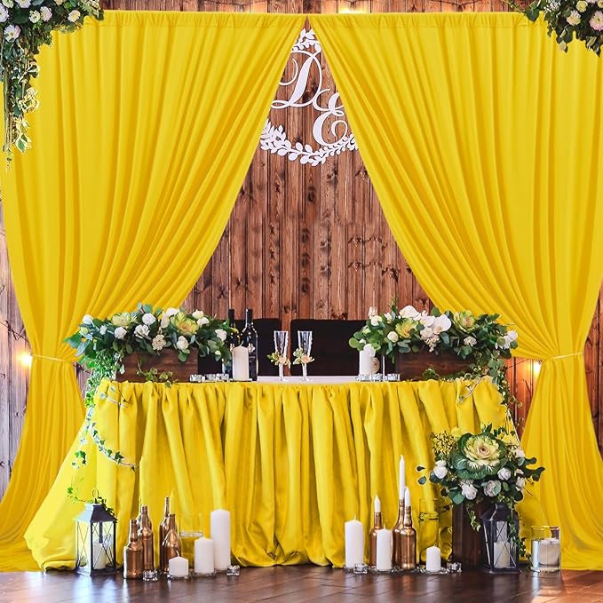 40ftx10ft Wrinkle Free Yellow Backdrop Curtains for Parties, Thick Fabric Lemon Photo Backdrop Drapes 8 Panels 5x10ft for Weddings Birthday Photography Background Curtains