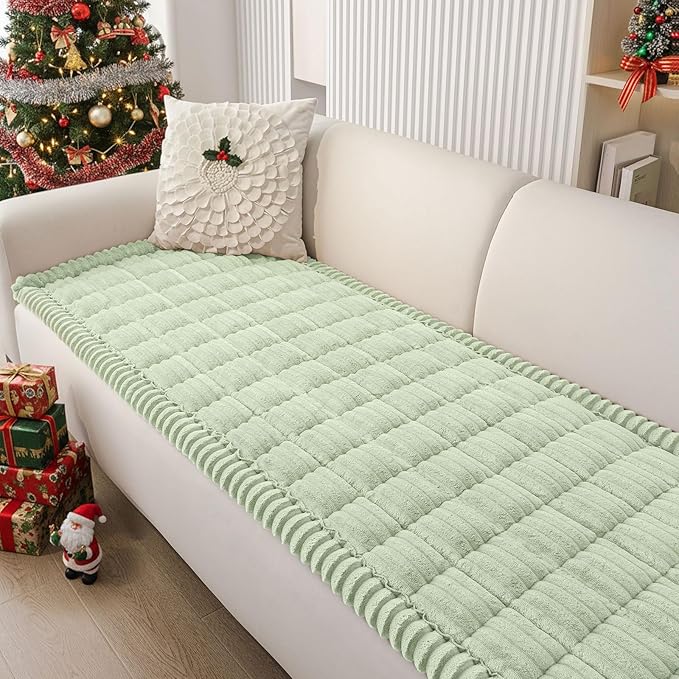 Smiry Couch Cover for Dogs Washable, Non Slip Fuzzy Pet Couch Covers for 3 Cushion Sofa Pet Friendly, Thick Soft Sofa Slipcovers Cushion Protector (Green, 27.6" x 88")