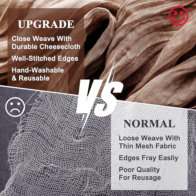 Wokceer Cheesecloth Table Runner 6Pack 10FT Brown Boho Gauze Cheese Cloth Table Runner for Party Long Rustic Sheer Table Runners for Baby Bridal Shower Wedding Easter Table Decor