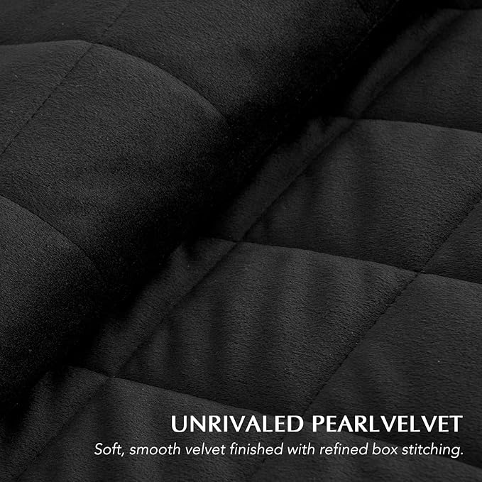EVERGRACE Pearl Velvet Quilt King Size Bedding Sets, Luxurious Soft Velvet Comforter Set, Lightweight Box Stitching Oversized Bedspread Coverlet for All Season, with 2 Shams, Black