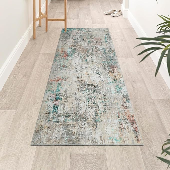 Modern Abstract Runner Rug 2x5 Washable Non Slip Stain Resistant Rug for Bedroom Living Room Non Shedding Low Pile Indoor Floor Cover,Colorful
