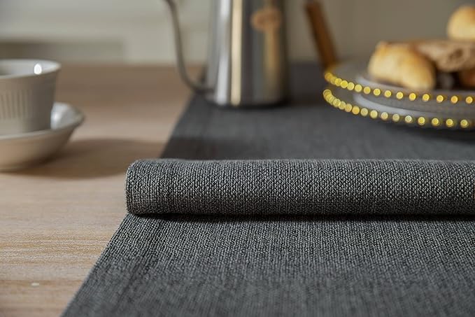 ZeeMart Burlap Style Farmhouse Table Runners 72 Inches Long, Grey Rustic Woven Dining Table Runner for Everyday Use, 14x72 Inches, Graphite Grey