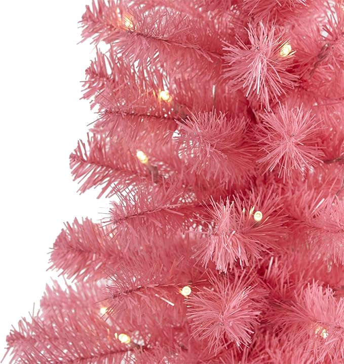 Nearly Natural 2ft. Pink Artificial Christmas Tree with 35 LED Lights and 72 Bendable Branches