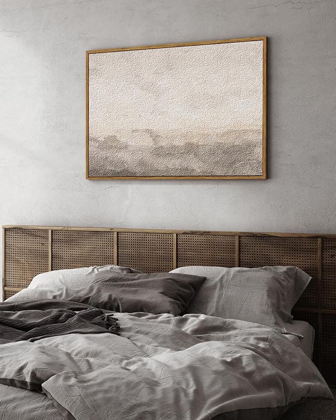 ARPEOTCY Large Framed Canvas Wall Art, 24x36 Inch, Modern Minimalist Abstract Art Prints, Contemporary Neutral Beige Decor for Living Room Hallway Bedroom Fireplace, Sandstone Textured Decor