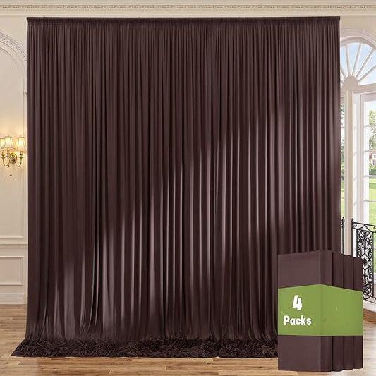 20ft x 10ft Wrinkle Free Brown Backdrop Curtains for Parties, 4 Panels 5x10ft Thick Polyester Photo Backdrop Drapes for Weddings Birthday Party Photography Background