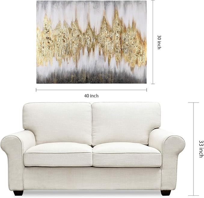 Empire Art Direct Abstract Wall Art Textured Hand Painted Canvas by Martin Edwards, Unframed, 40" x 30", Gold Frequency