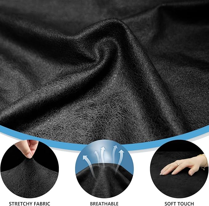 Couch Cover 8-Pieces Sofa Covers Washable Recliner Sofa Covers 3 Seater Leather Look Recliner Slipcovers with Pockets Spandex Fabric Furniture Covers(Recliner Sofa, Black)