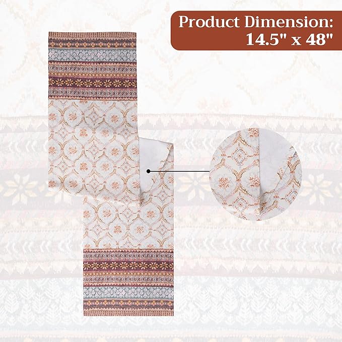 Maison d' Hermine Table Runner 100% Cotton Single Layer Table Runners 48 inches Long for Thanksgiving Christmas Decorations Home Kitchen Dining Party Wedding (Fair Isle, 14.5" x 48")