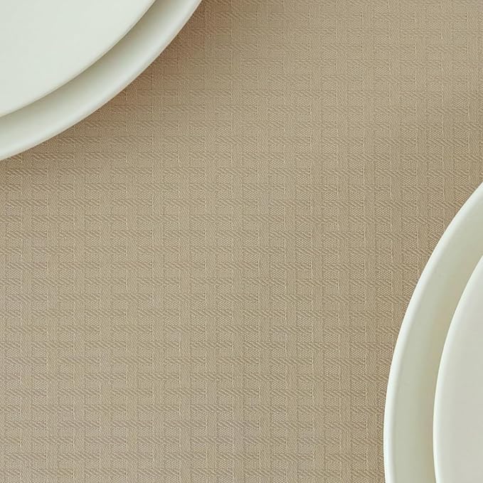 maxmill Tablecloth Weaved Texture Stain Resistant Waterproof, Wrinkle Resistant Washable Table Cloth, Fabric Table Cover for Dining Room, Indoor Outdoor Use, Rectangle 70 x 120 Inch, Natural