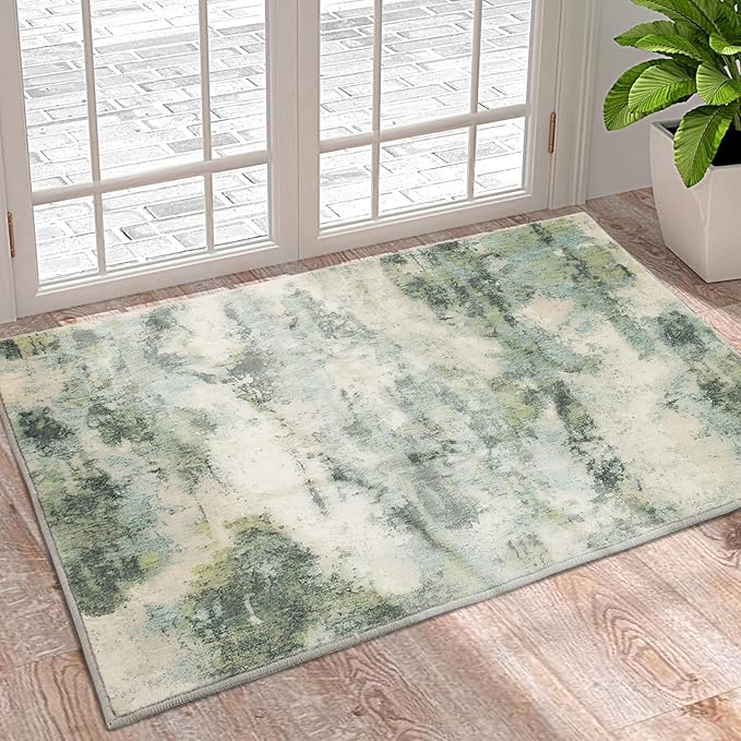 UMINEUX Entryway Rug 2'x3' Small Modern Area Rug, Low Pile Rugs Doormat with Anti-Slip Backing Washable Floor Mats for Home Decor