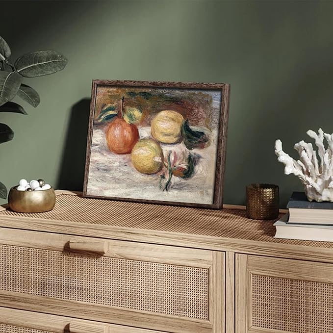 XOCUUI Vintage Still Life Wall Art, Fruit Pictures Farmhouse Home Decor, 8x10in No Frame Classical Farmhouse Fruit Lemons Orange Oil Paintings for Living Room, Kitchen, Dining Decor