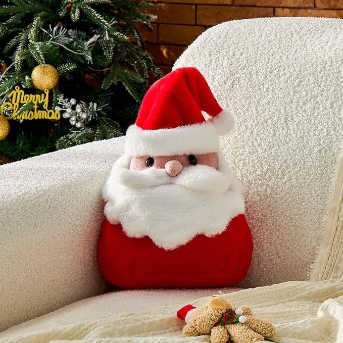 Uvvyui Christmas Pillows Santa Pillow Cute Santa Claus Christmas Decorations Pillows Soft Aesthetic Room Decor Soft Winter Pillow Cute Plush Cushions Xmas Decor for Couch Sofa Bed 9"x11.8"