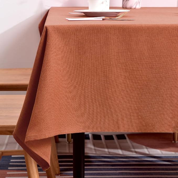 BALCONY & FALCON Table Cloth – Waterproof, Wrinkle Resistant & Washable Rectangle Tablecloth and Table Cover for Dining Room, Kitchen, Outdoor, Party & Birthday Use (Cinnamon, 57" x 85")