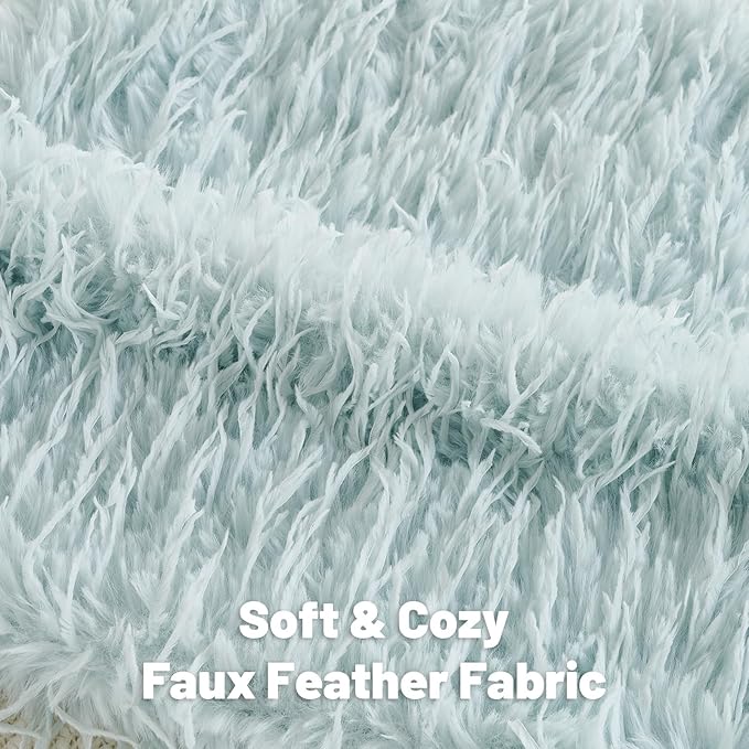 FUTEI Light Blue Decorative Throw Pillow Covers 26x26 Inch Set of 2,Soft Fluffy Faux Feather Texture Euro Pillow Shams,Modern Home Luxury Decor for Couch Bed Living Room