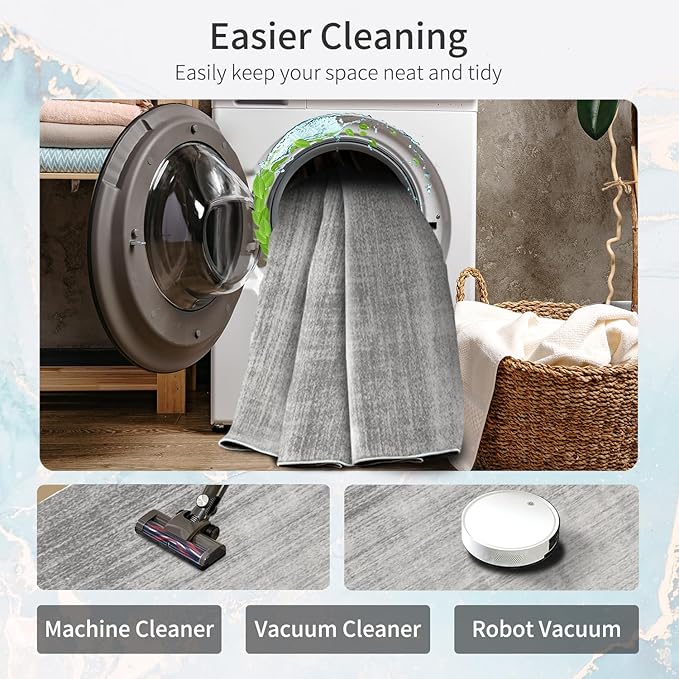 Enkor Runner Rugs for Hallway, 2x8 Washable Soft Non Slip Abstract Rugs for Kitchen, Modern Mat for Entryway Living Room Bedroom Light Grey
