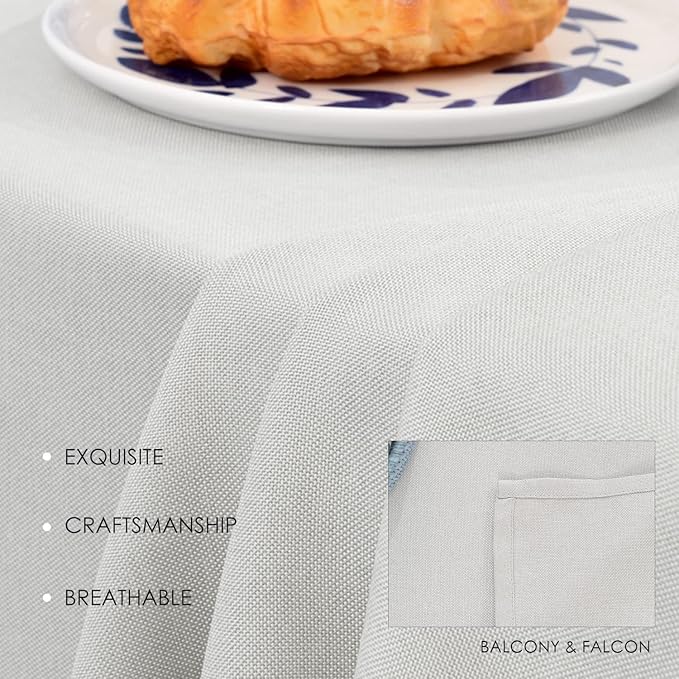 BALCONY & FALCON Extra-Large Table Cloth for 8 Foot Rectangle Tables – Waterproof & Crease-Proof Farmhouse Tablecloth for Banquet, Wedding, Baby Shower, Graduation Holiday Party (Ivory, 91" x 156")