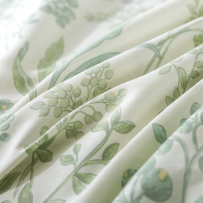 HoneiLife Cotton Duvet Cover Queen - Floral Comforter Cover 3-PC, Botanical Bedlinen Sets with Zipper Closure & Corner Ties, Wildflower Comforter Cover Sets