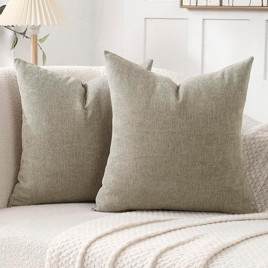 Jepeak 20x20 Inch Decorative Chenille Throw Pillow Covers, Pack of 2 Cozy Concise Pillow Cases Soft Farmhouse Modern Square Cushion Cover for Sofa Couch Bed Home Decor, Camel