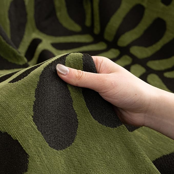 VClife Boho Couch Cover Soft Chenille Sofa Cover for Sofa Bed, 1 Piece XL Couch Covers for 3 Cushion Couch Sofa Washable Green Black Jacquard Pattern Sofa Protector for Living Room 71''x134''