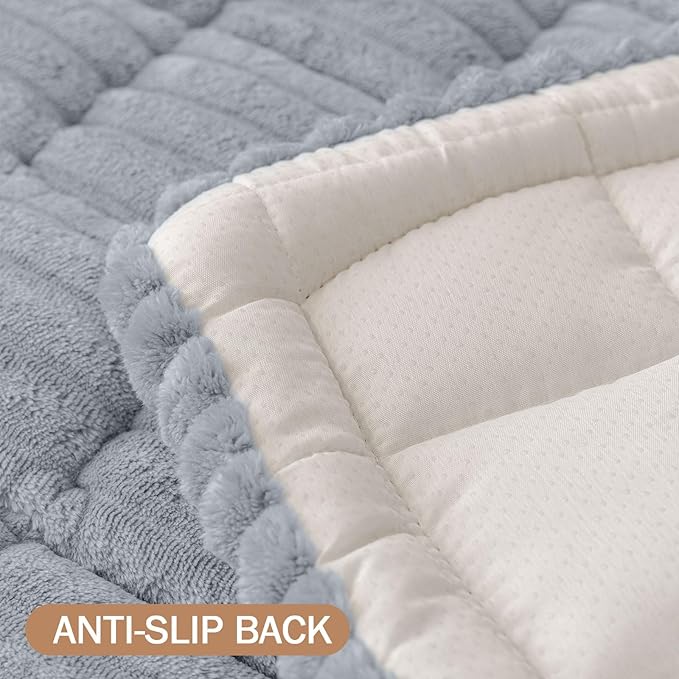 Smiry Couch Cover for Dogs Washable, Non Slip Fuzzy Pet Couch Covers for 3 Cushion Sofa Pet Friendly, Thick Soft Sofa Slipcovers Cushion Protector (Grey, 27.6" x 88")