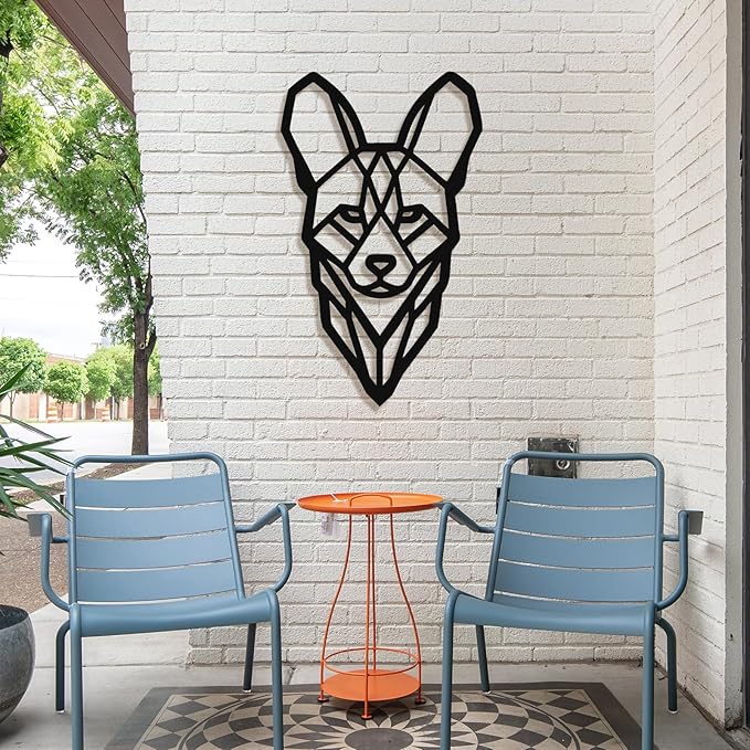 Geometric Animal Metal Wall Art – Modern Polygon Style Metal Wall Decor for Home, Living Room, or Office, Minimalist Wildlife Wall Sculpture, Black Steel Design (Style-3)