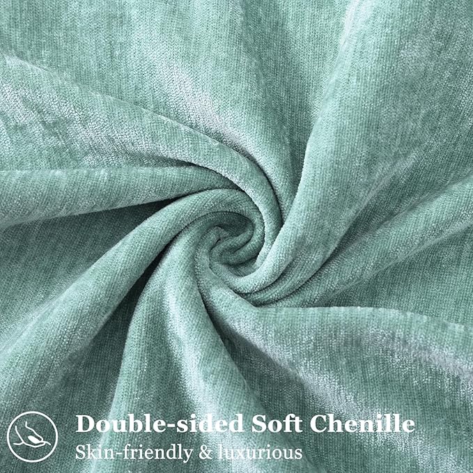 decorUhome Christmas Couch Throw Pillow Covers 24x24 Set of 2, Decorative Soft Euro Velvet Neutral Chenille Pillow Covers with Elegant Design for Sofa Bed Living Room Home Decor, Aqua Haze