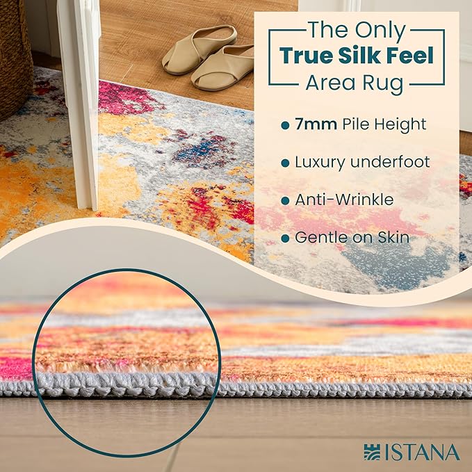Istana 2x3 Area Rug - Multi Colors Boho Rugs for Living Room 2x3 - Foldable Small Rugs for Bedroom - Stain Resistant Washable Rug Non Slip - Eco-Friendly Area Rugs Indoor