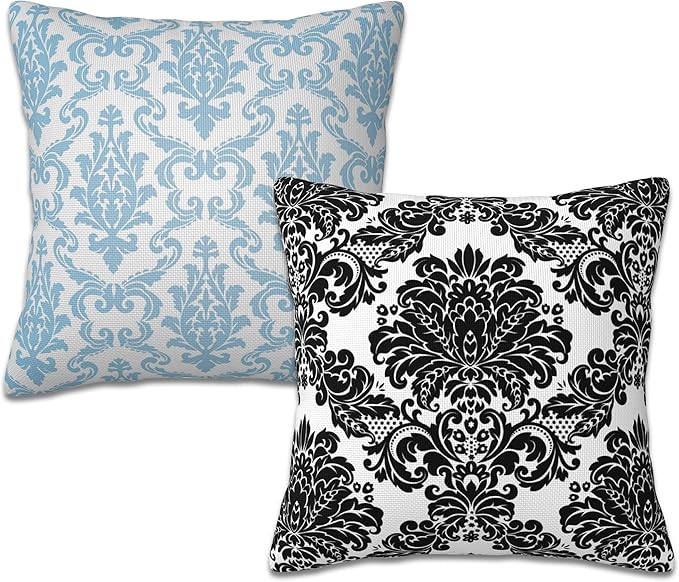 Throw Pillow Cover Case Damask Pillow Covers 18x18 Inch Set of 2,Soft Decorative Throw Pillow Case for Living Room Bedroom Sofa Couch Cushion Covers