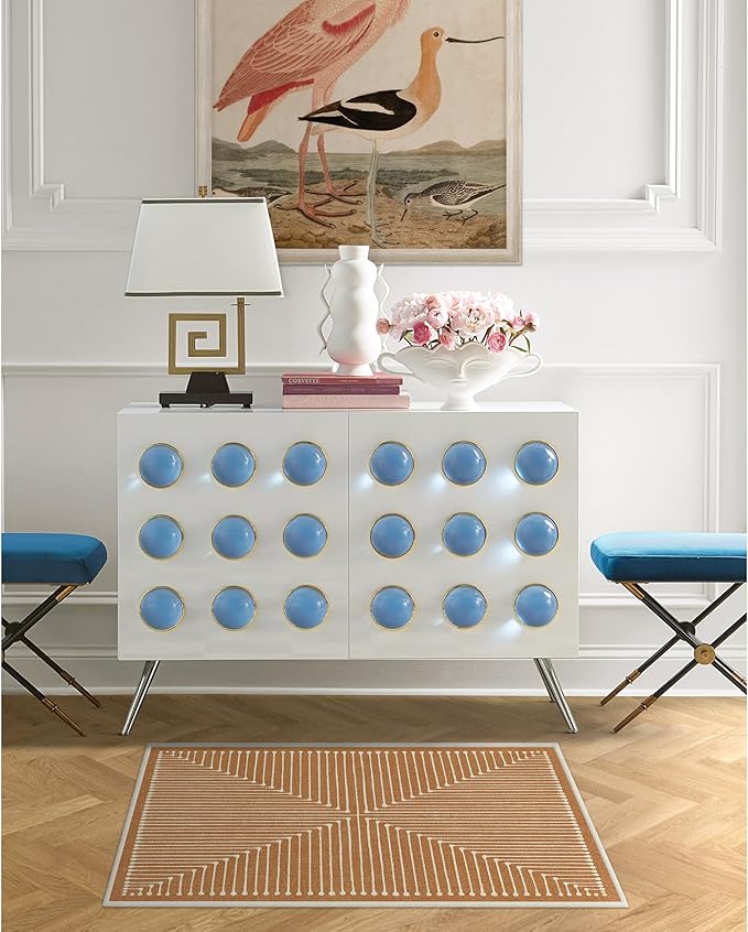 RUGGABLE x Jonathan Adler Machine Washable Modern Area Rug – Inkdrop Copper 2x3, Stain-Resistant, Non-Slip – Small Rugs for Living Room, Bedroom, Hallway, Entryway & Bathroom–with Cushioned Pad