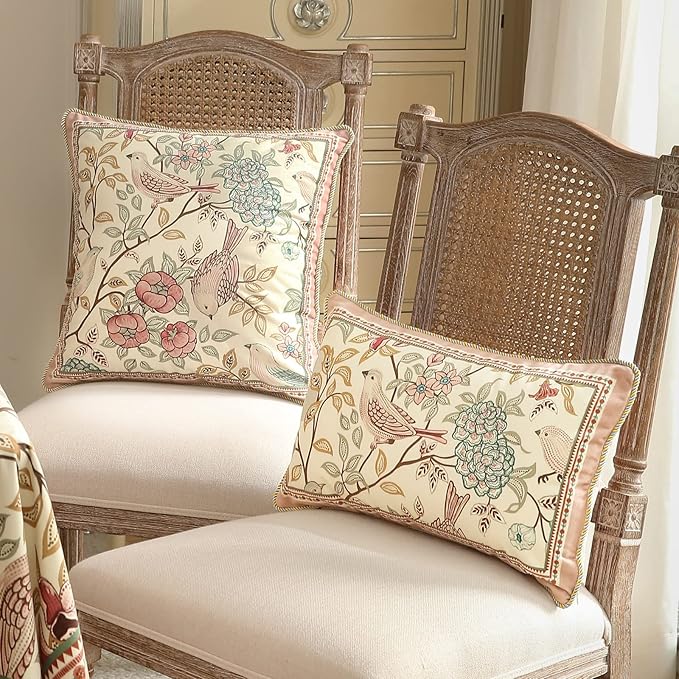 patdrea Designer Outdoor Pillows Covers Decorative Rectangle Throw Pillow Covers, Velvet Farmhouse Throw Covers 12"x 20",Vintage Floral Throw Pillow Case for Couch Sofa Bed Living Room