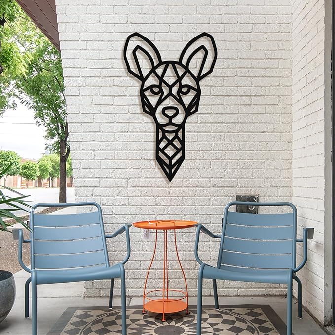 Geometric Animal Metal Wall Art – Modern Polygon Style Metal Wall Decor for Home, Living Room, or Office, Minimalist Wildlife Wall Sculpture, Black Steel Design (Style-4)