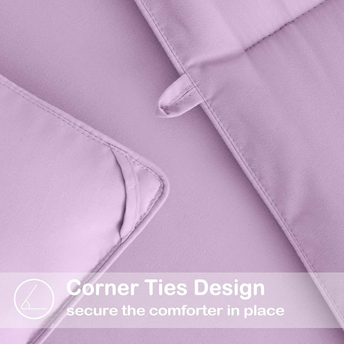EASELAND Oversized Queen Down Alternative Comforter - Quilted Duvet Insert for All Seasons, Soft Lightweight with Corner Tabs, Summer Winter Warm Bedding, Lavender 98×98 Inches