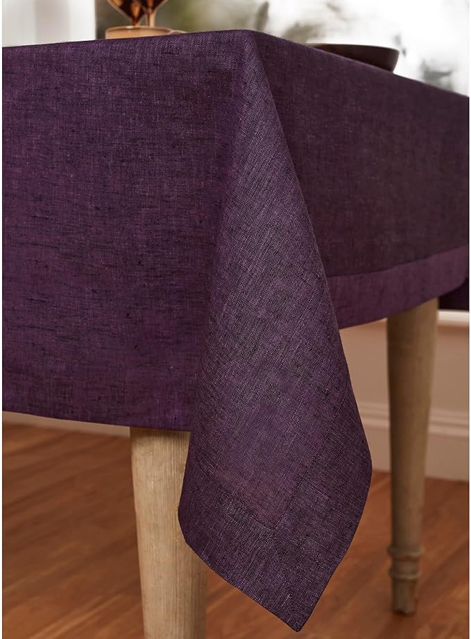 Solino Home Linen Tablecloth 60 x 144 Inch - 100% Pure Linen Grape Table Cloth for Rectangular Tables - Athena, Machine Washable Cloth Tablecloth for Fall, Autumn, Thanksgiving, Christmas