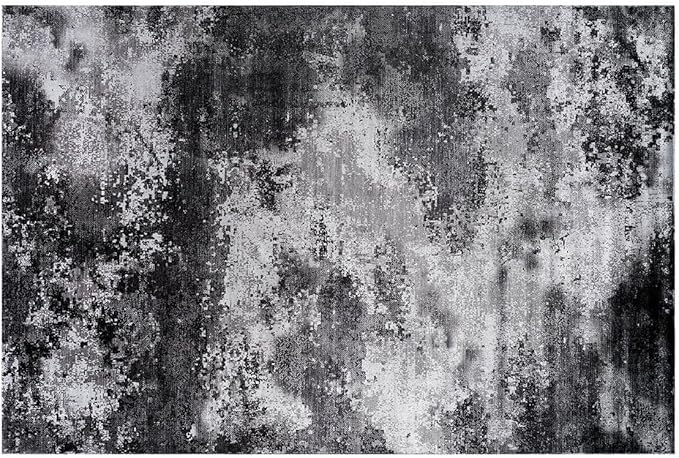 Non Slip Rugs 2x3 Modern Abstract Easy Silk Rubber Backing Soft Entryway Area Rug for Door Mat Easy to Clean Non Shedding Kitchen for Bedroom Indoor Carpet (Gray - Black, 2x3)