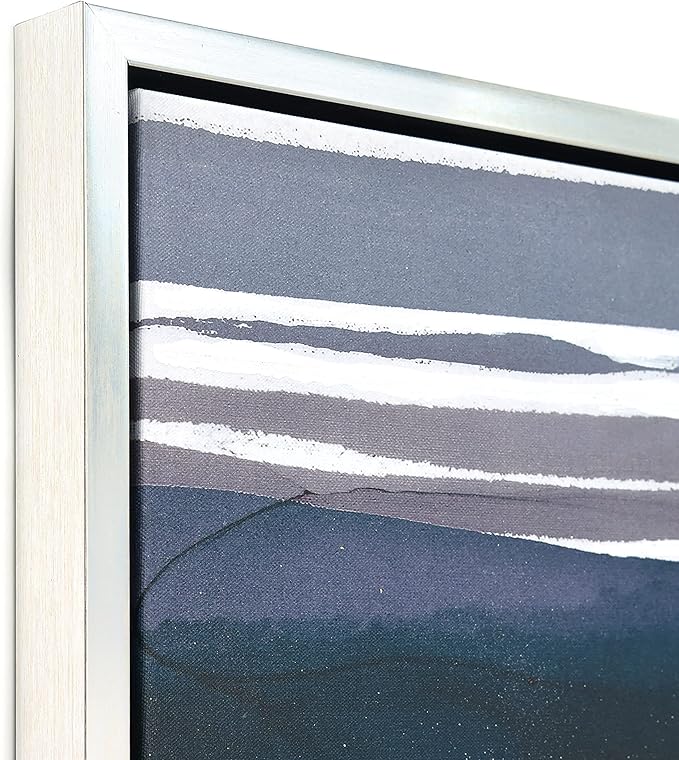 Empire Art Direct Abstract Wall Art Textured Hand Painted Canvas by Martin Edwards, Champagne Frame, 40" x 30", Cobalt Streaks 2